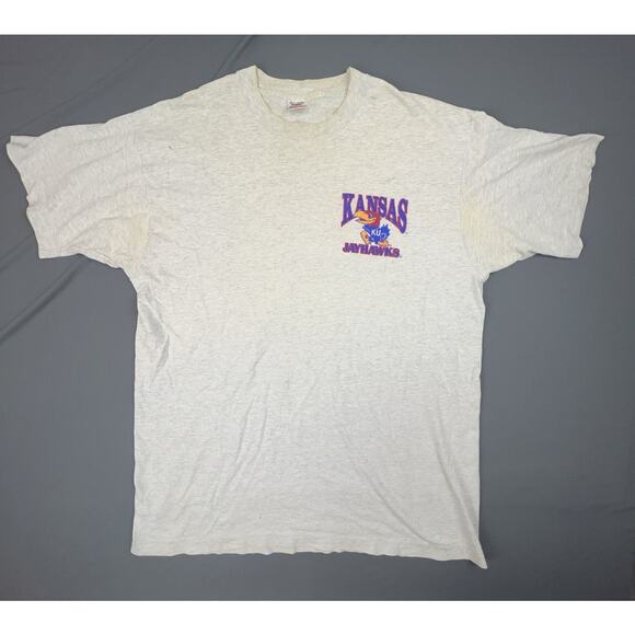 Fruit of the Loom KU Jayhawks Shirt XL | Vintage Kansas NCAA Tee USA Made Gray - Picture 1 of 13